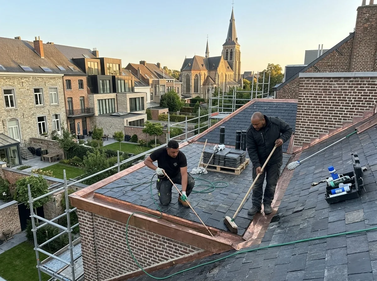 Toiture en tuiles envahie par la mousse, nettoyage toiture